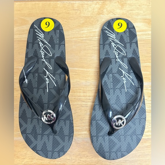 Michael Kors Shoes - Michael Kors Signature Black Logo Flip Flops